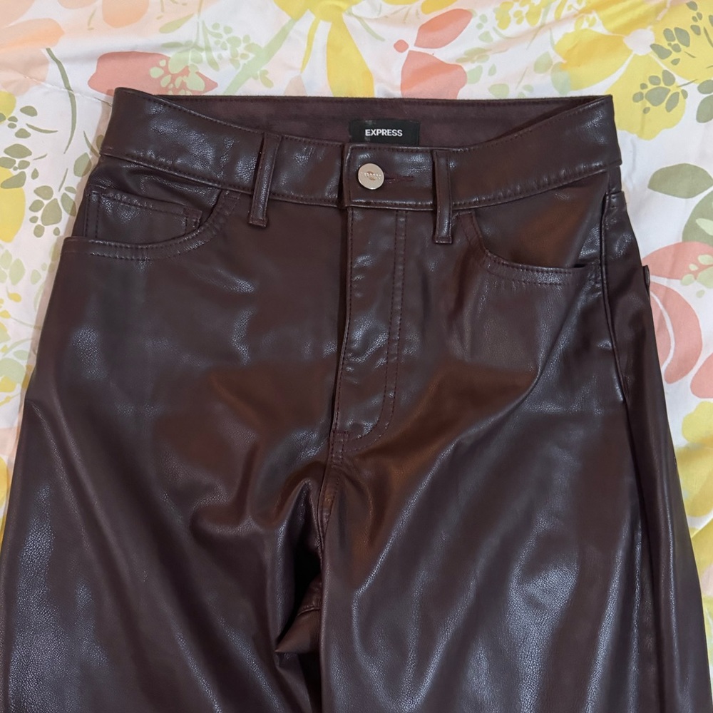 Express Brown Leather Pants! Size 0
